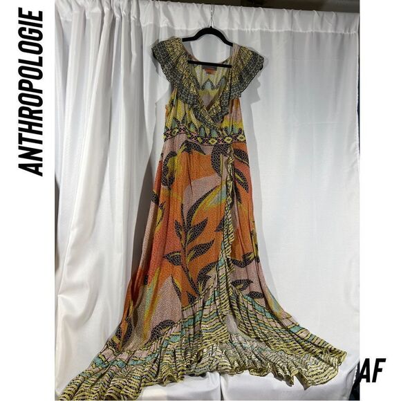 ANTHROPOLOGIE BY BHANUNI JYOTI TIERED MULTI COLORED PRINT MAXI DRESS XL NEW - Picture 3 of 9